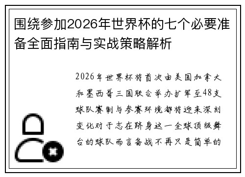 围绕参加2026年世界杯的七个必要准备全面指南与实战策略解析
